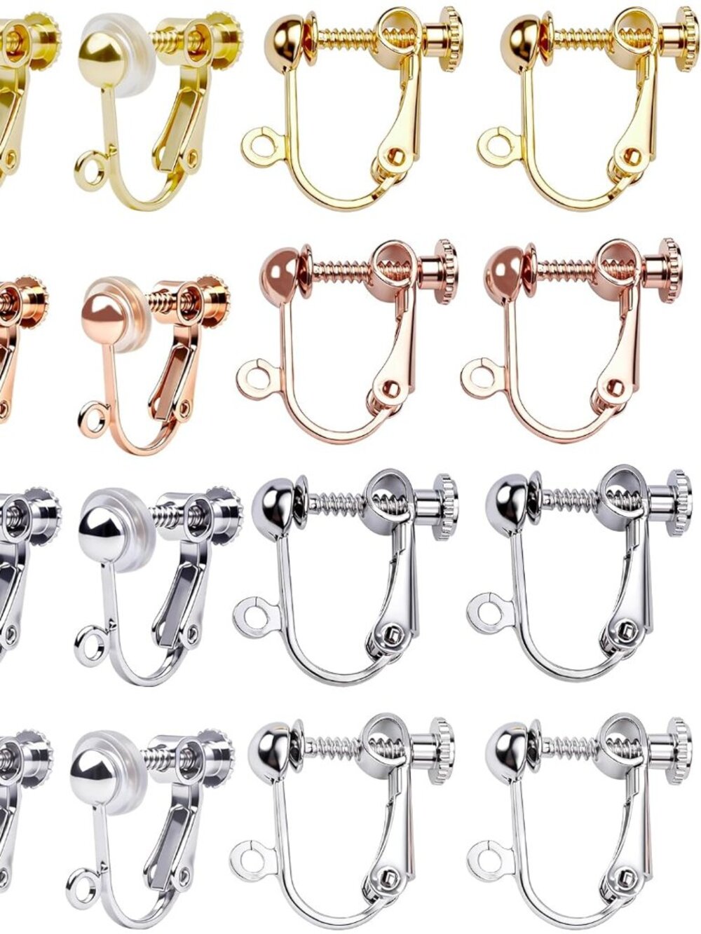 24 Pieces Clip-on Earring Findings Components Screw Back Ear Wire Non Pierced Ea